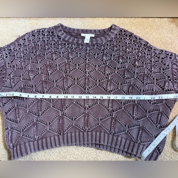 Full tilt extra large women’s purple knit sweater 100% cotton cropped - Picture 9 of 11